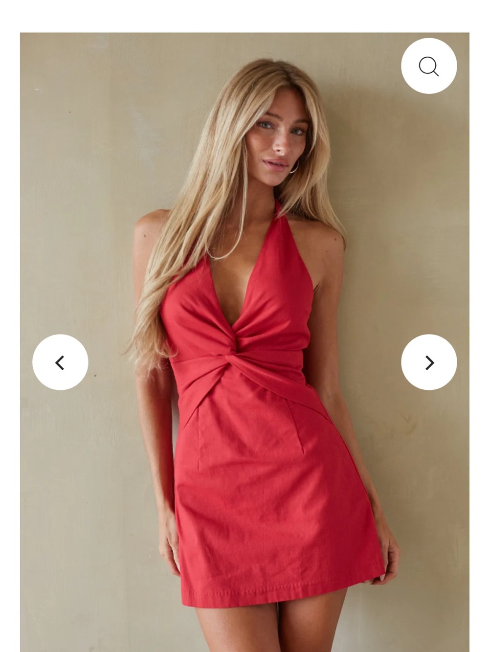 American Threads Red Halter Twist Mini Dress  -  Selina Twist Front Mini Dress